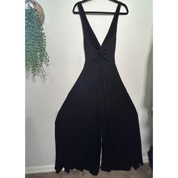 NEW Free People Beach Harlow Twist Front Wide Leg Jumpsuit Black XS Oversized - Picture 6 of 10